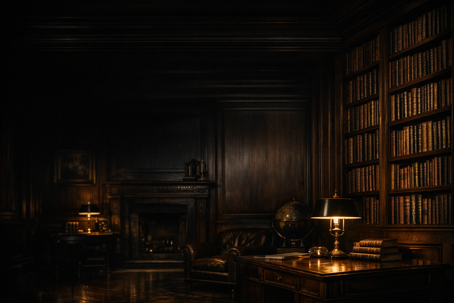 Private library interior — family office